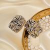 2023 New Trendy Temperament Niche Design Square Pleated Stainless Titanium Steel Earrings