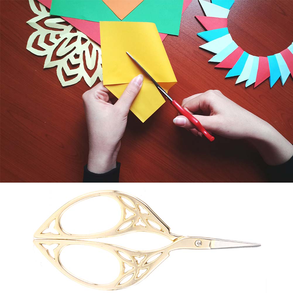 Vintage Creative Leaf Design Scissors Stainless Steel Household Needlework Scissors (Gold)