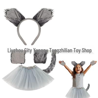 Hot Halloween Beast Costume Set: Wolf Ears Headband, Tail & Paws