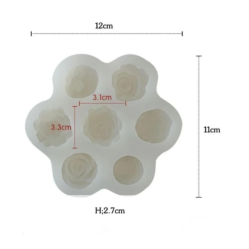 7Pcs Flower Silicone Molds 3D Rose Peony Handmade Candle Soap Gypsum Resin Handicraft Making Tools