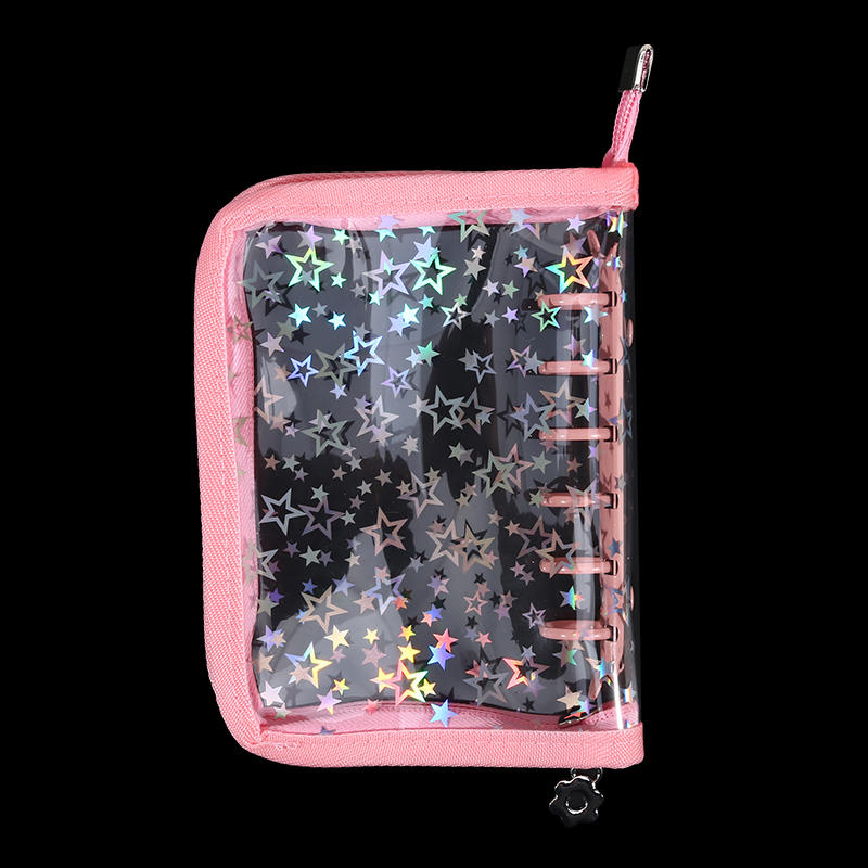 Laser Star Zipper Binder Collect Book Refill Organizer DIY Journal Dairy Transparent Kpop Idol Photo Album Kawaii Stationery