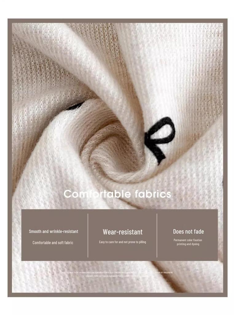 Women's Petite Beige High Waist Bow Wide Leg Pants - Spring/Autumn, Lazy Drape Style, 145-150cm