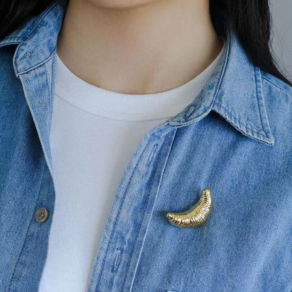 Silver Croissant Brooch Vintage Gold Brooch Fashion Metal Clothes Pin  Gift