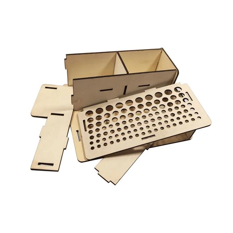 46/98 Holes Pine Wooden Leather Craft Rack Stand DIY Carving Punching Tools Holder Organizer Storing Leather Tool Storage Box