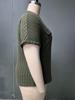2025 Spring/Summer Plus Size Women's Solid Color Zipper Short Sleeve Loose Pullover Top