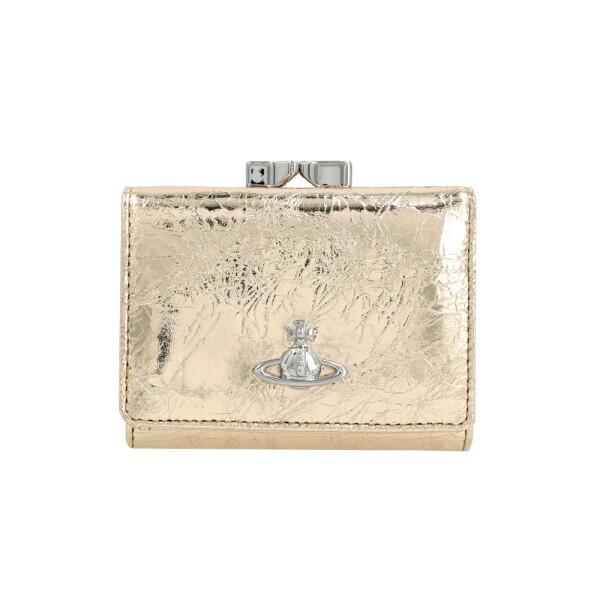 Vivienne Westwood Metallic Crinkle Leather Frame Small Wallet 5115002mwl00a7r401