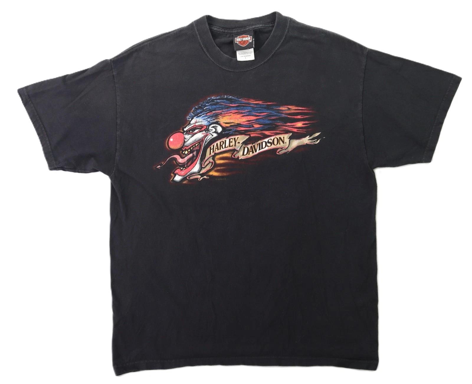 2008 HARLEY DAVIDSON USA Large Black Clown Circus Indiana T Shirt S