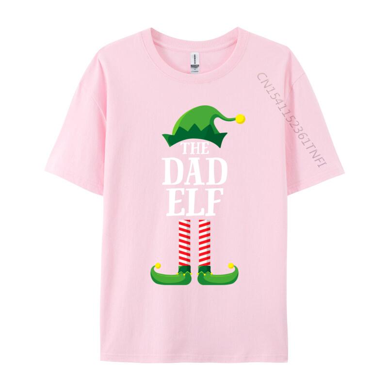 Dad Elf Matching Family Group Christmas T-Shirt Casual Cotton Men's Tees Fashionable Fitted Tshirts Funny Design