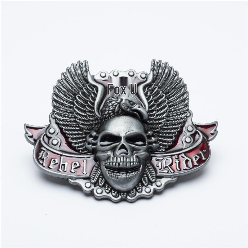 Hebilla de Cinturón Occidental de Águila Calavera, Moderna Lisa de 3,8 cm para Jóvenes