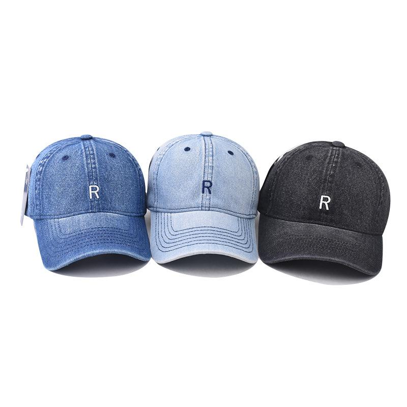 Korean Version R Letter Embroidered Baseball Cap for Men and Women, Spring, Summer and Autumn Simple and Versatile Personality Sunshade Cap