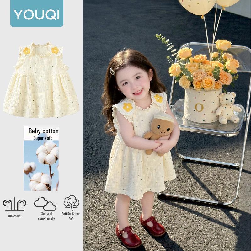 Youqi Baby 2026 Summer Red Cherry Princess Dress for Photoshoots