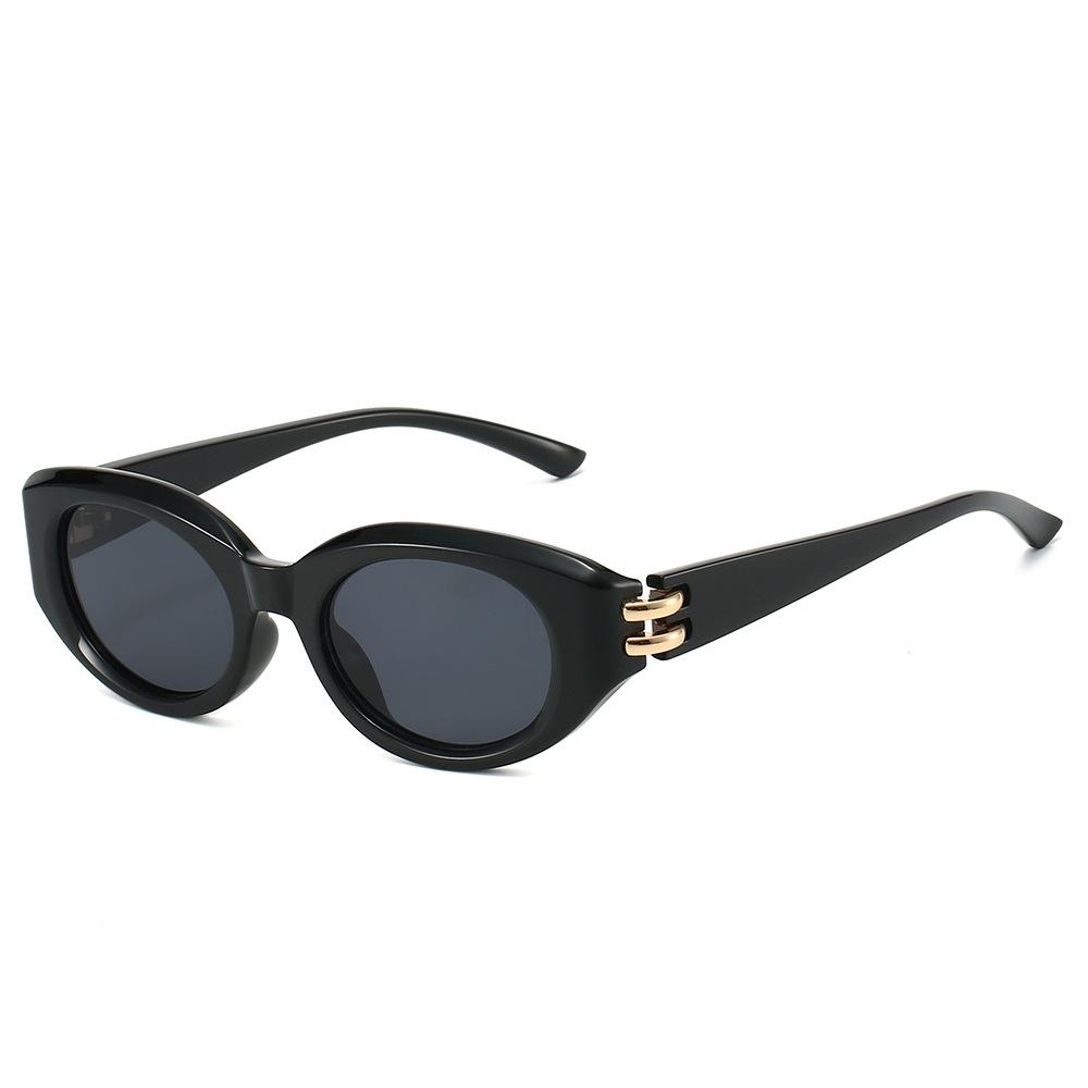 

New Luxury Small Frame Leopard Print Cat Eye Women Sunglasses Brand Double Ring Buckle Inlaid Design Men Sun Glasses Uv400 as picture