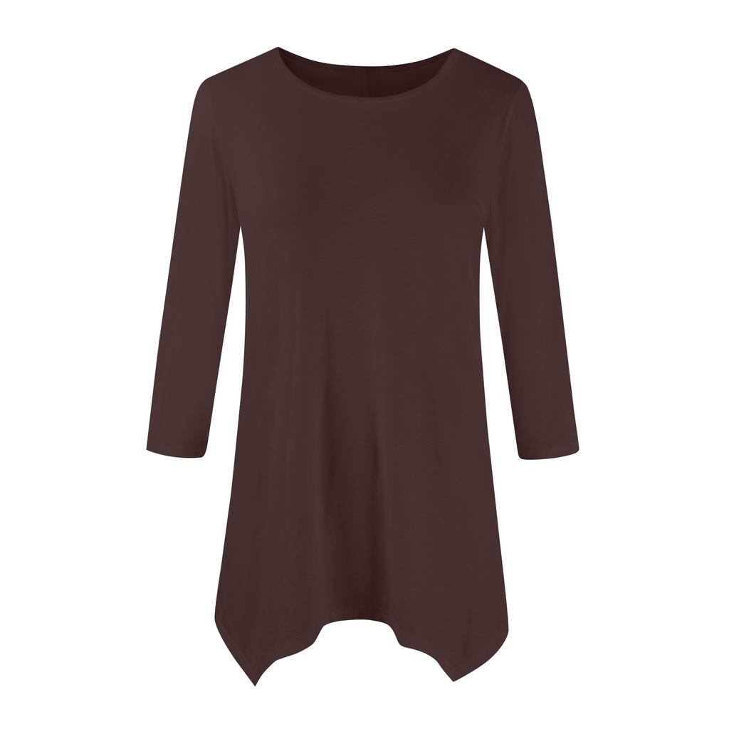 Women's Fashion Casual Round Neck Seven-point Sleeve Shirt Belted Loose Comfortable Top