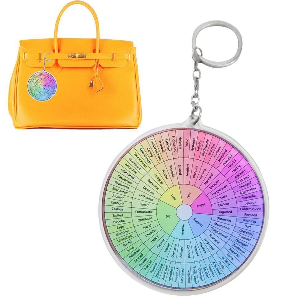 Key Chain Bag Charm Double-Sided  Keychain Car Keyrings Bag Pendant Feelings Wheel Keychain