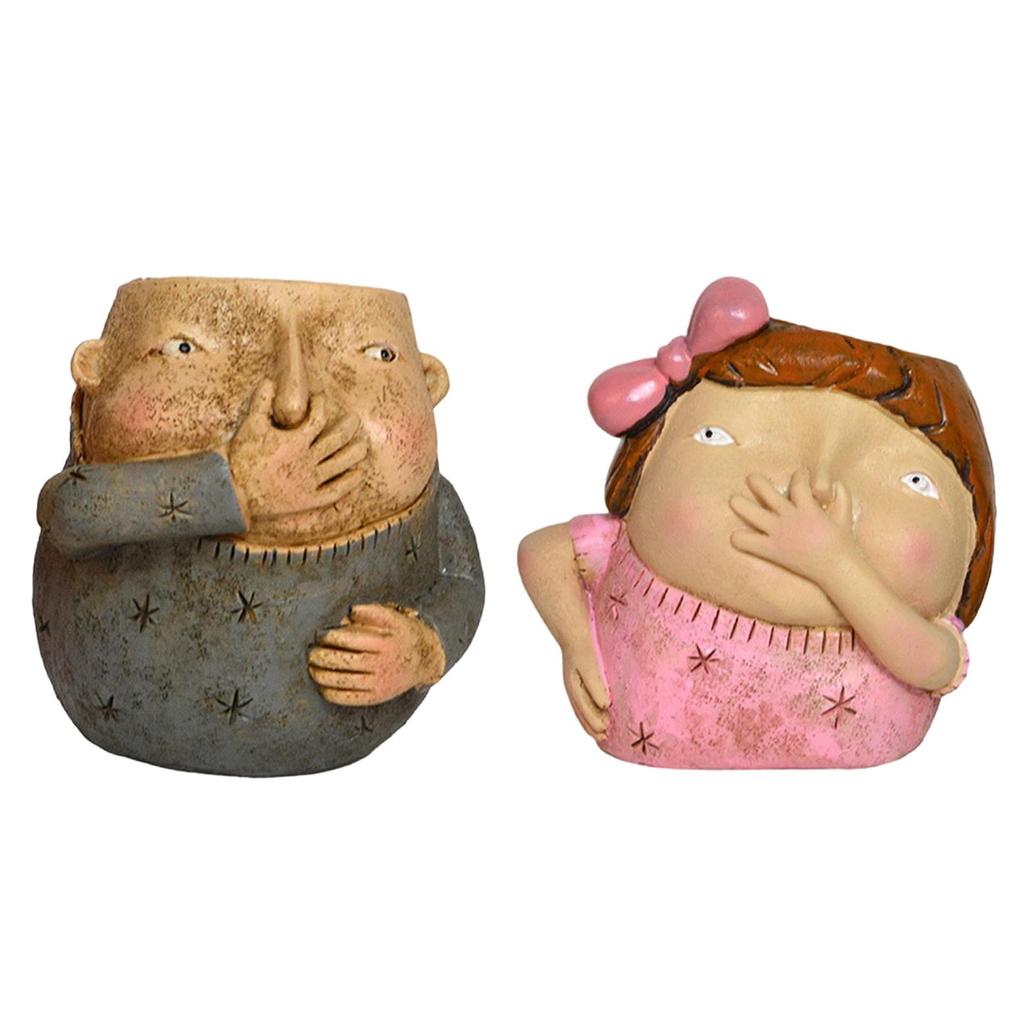 Fun Flower Pot Unique Fun Decor Resin Decorative Planter Nose Holding Figurine for Cabinet Balcony Desktop Living Room Bookshelf