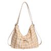 Fresh Plaid Drawstring Shoulder Bag, New Large Capacity Sports Outdoor Crossbody Bag, Versatile Stylish Women's Bag