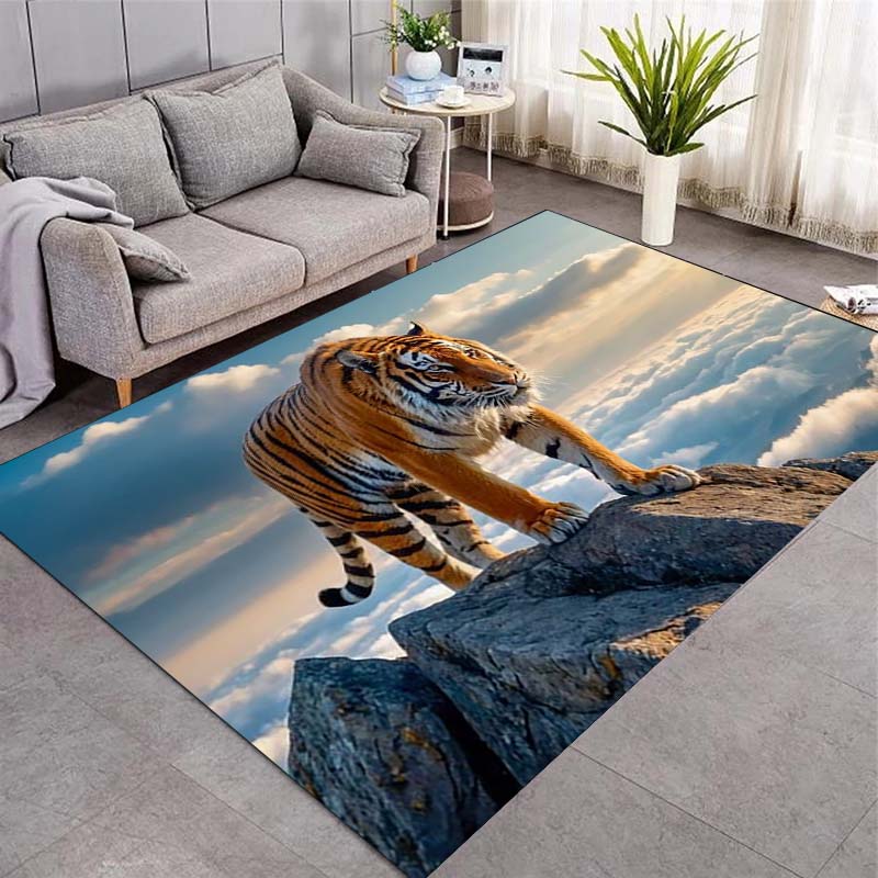 Lion Family Area Rug, African Savannah Wild Animal Non-Slip Floor Mat for Living Room Bedroom Entrance Game Room