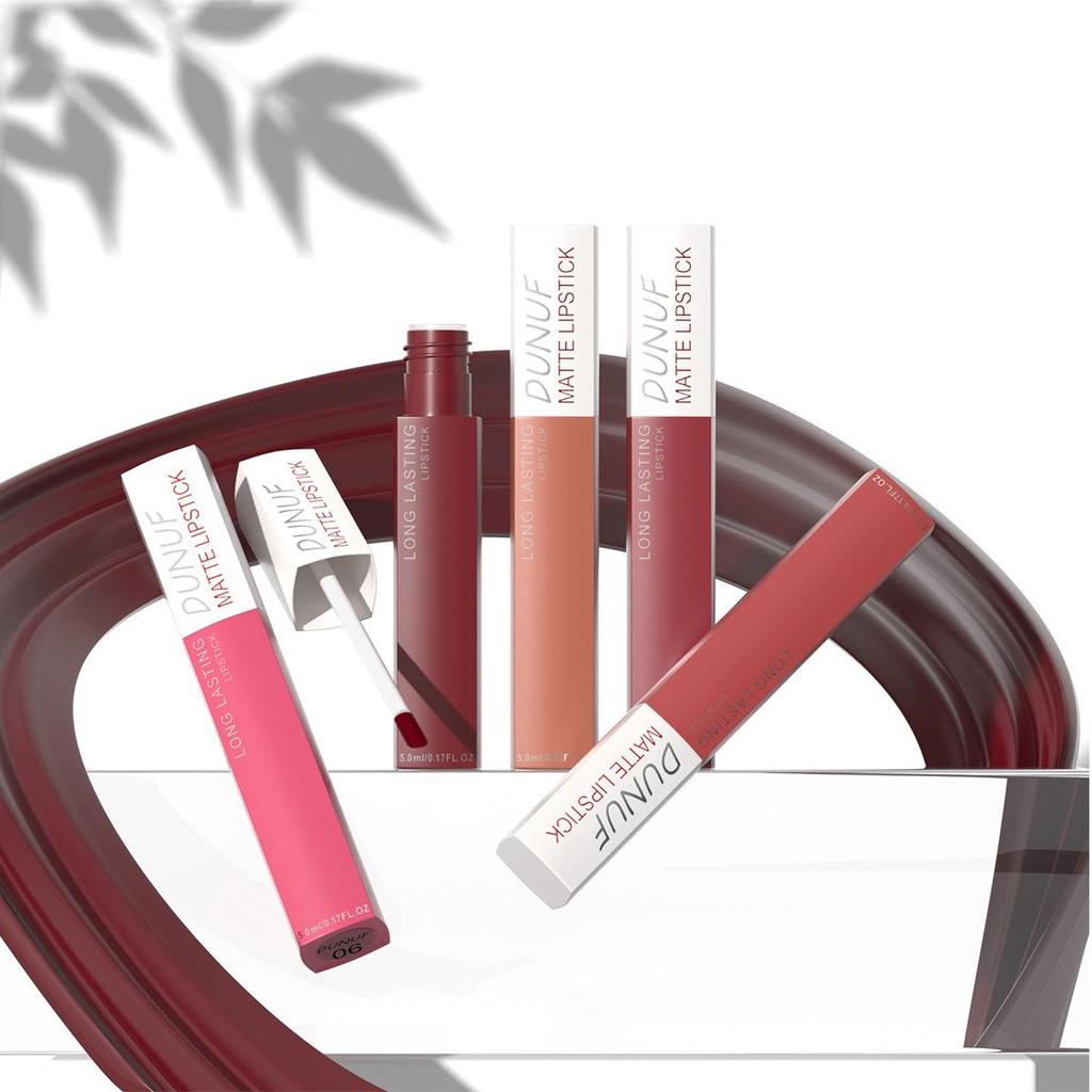 DUNUF Waterproof Matte Lip Gloss - 8 Colors, Long-Lasting Formula
