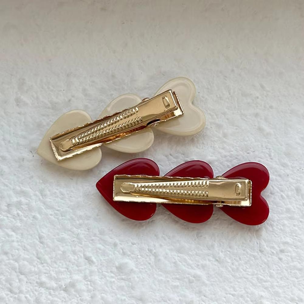 Three Little Hearts Duckbill Clip Peach Heart Girls Hairpins Fashion Hair Clip  for Women Girls
