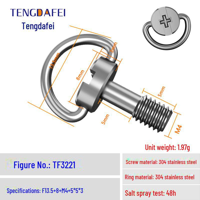 M4 Hand-Tightened Lifting Ring C Quick Release Screw, Stainless Steel/Carbon Steel Nickel-Plated Display Base, Large Remote Control Screw