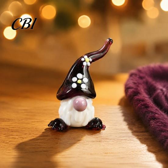 Christmas Party Favors Handmade Glass Mini Figurines, Cute Gnome Penguin Statues, Small Tree Tabletop Decor Ornaments for Desktop Car Dashboard Winter