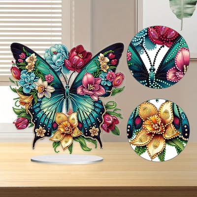 Rund+Sonderform Diamantmalerei Tischornamente Set Schmetterling Diamantmalerei Desktop-Ornamente Set für Erwachsene Anfänger