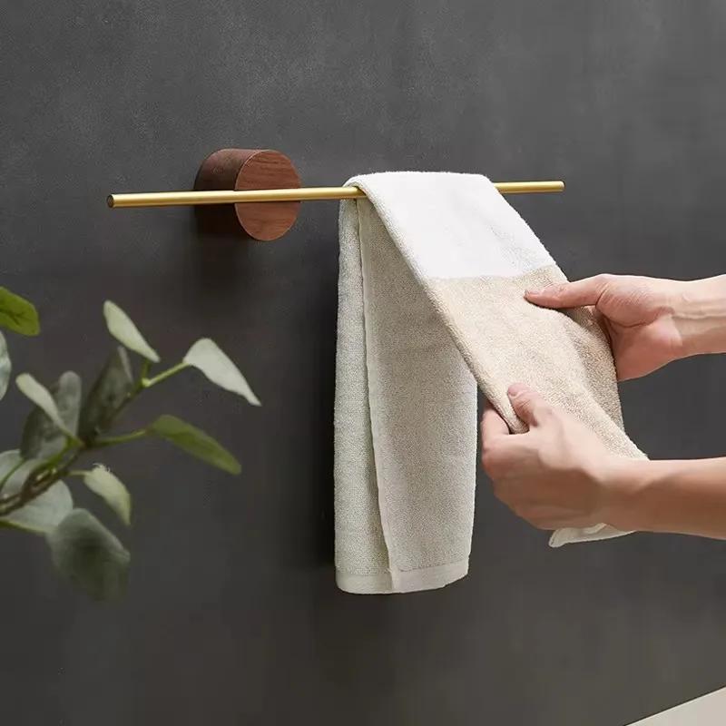 40/50cm Towel Rack Towel Hanger Bath Towel Holder Wood Wall Hanging Towel Bar Bathroom Shelf Kitchen Storage RacK Home Accessory