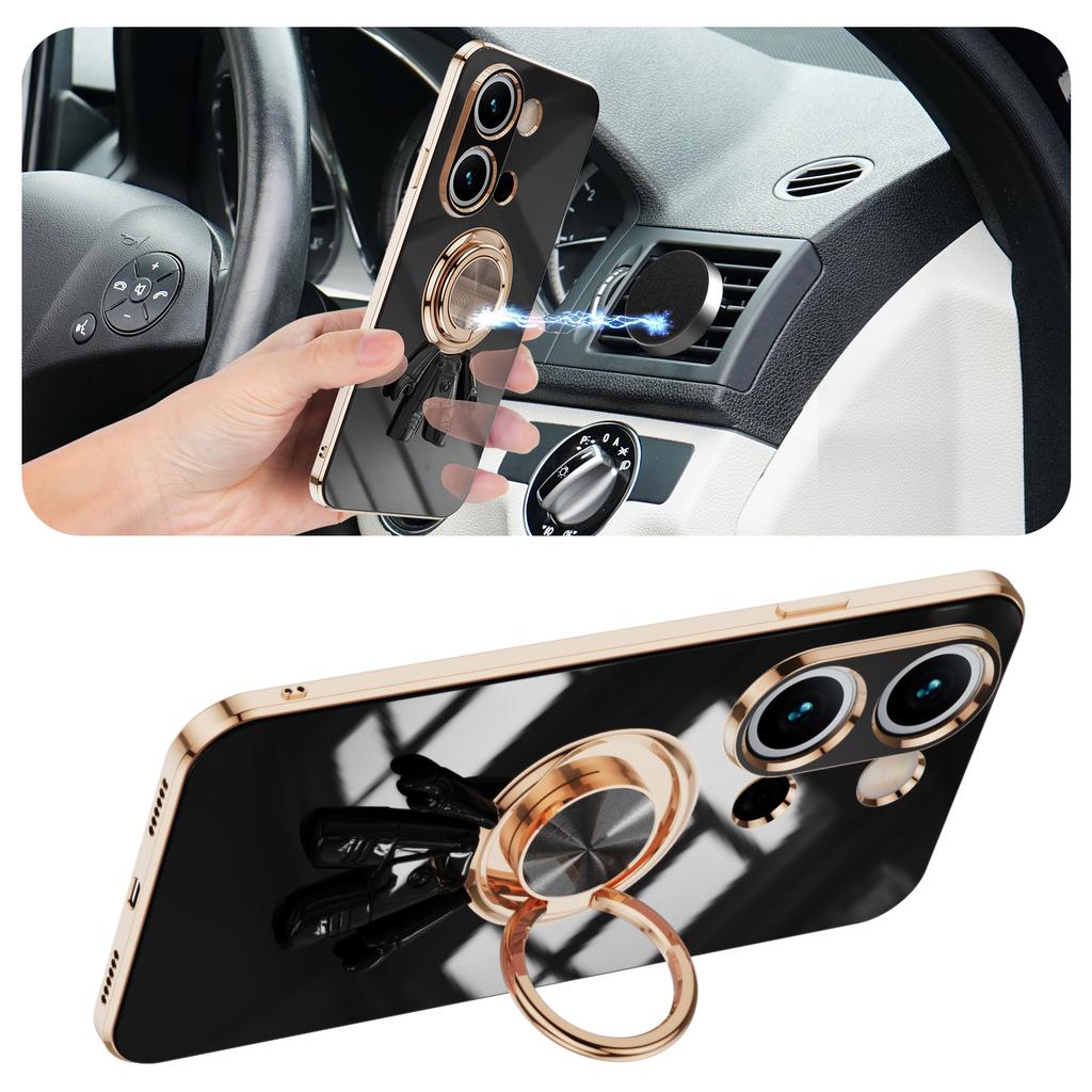 For Xiaomi Redmi Note 13 4G Case with Astronaut Ring Kickstand 6D Electroplating TPU Phone Cover