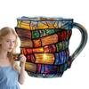3D Bücherstapel Kaffeetassen Bemalte Buchtasse mit Henkel Neuheit 3D Bemalte Bücher Kaffeetasse für Buchliebhaber Sammlung
