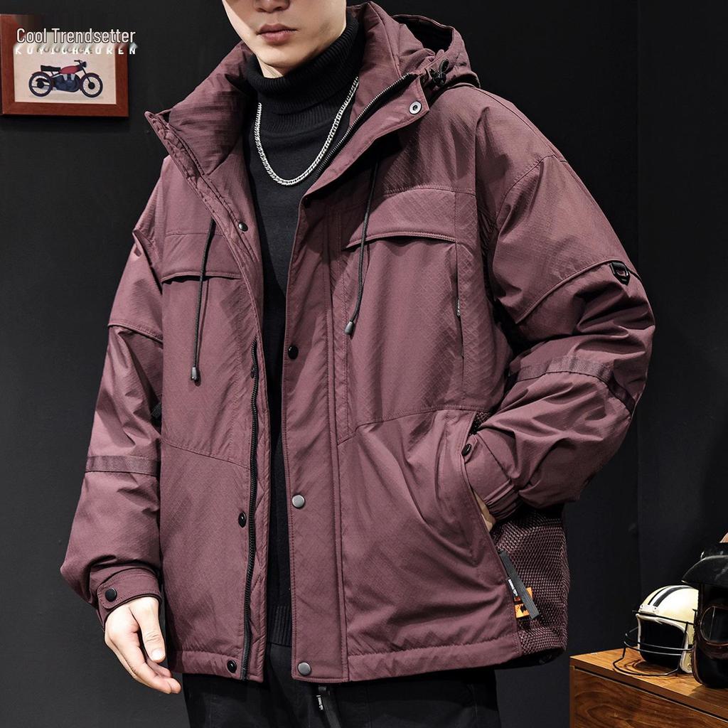 Men's Trendy Thickened Hooded Down Jacket, Winter 2025 Collection, Plus Size Workwear Outerwear