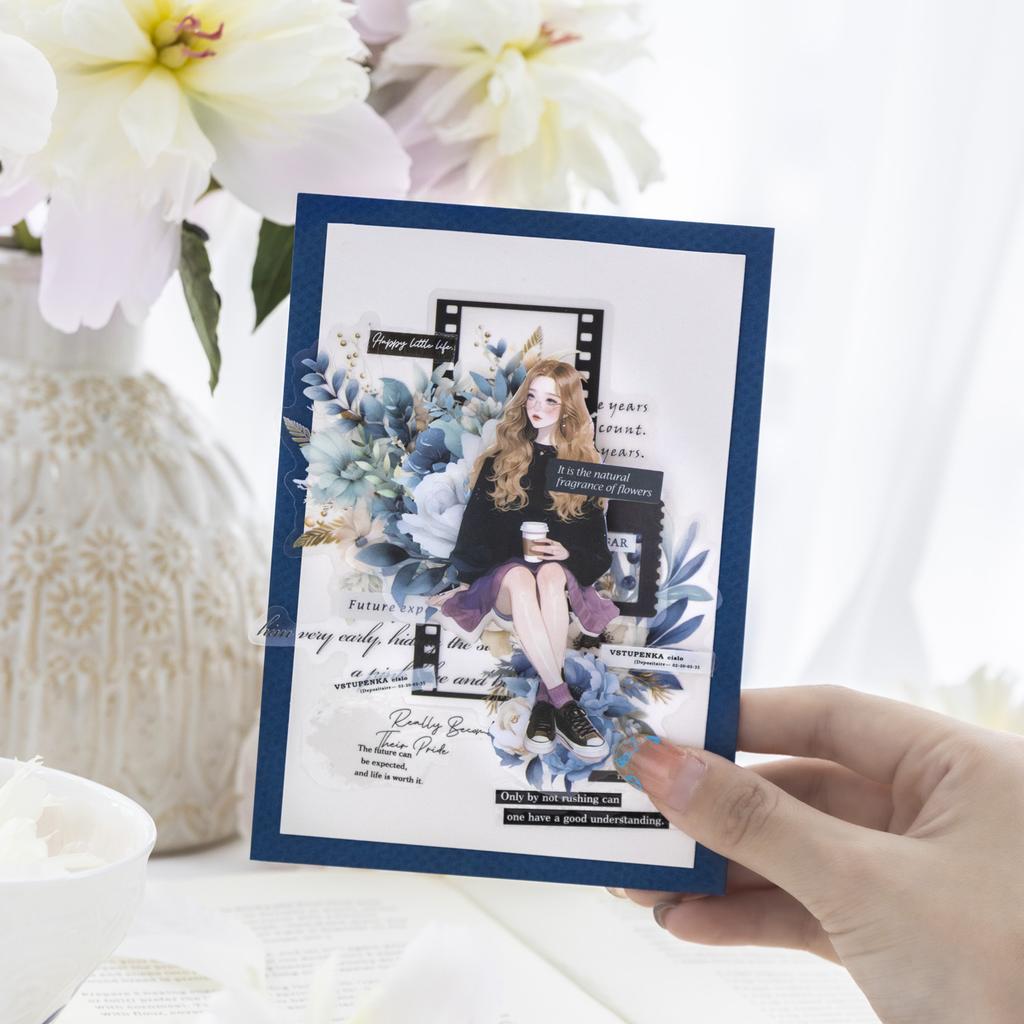 10 Pcs/Set PET Stickers Flower Girl Series Character Spring Background Sticker Romantic Large Diary Decoration Stickers Pack