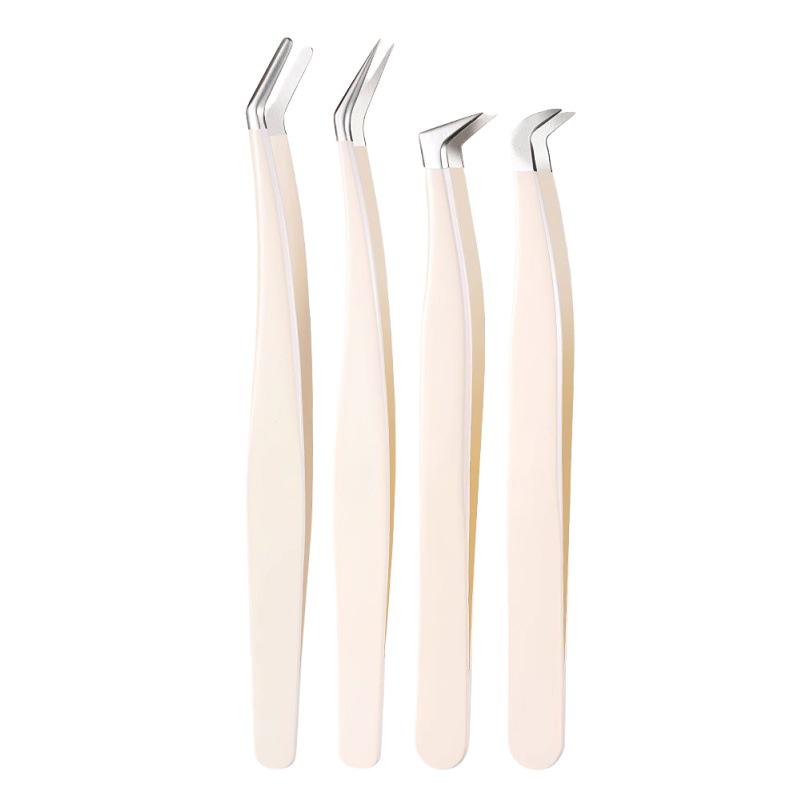 Non-Stick Gold Feather Tweezers for Precision Eyelash Application – Ideal for Beginners & Pros.