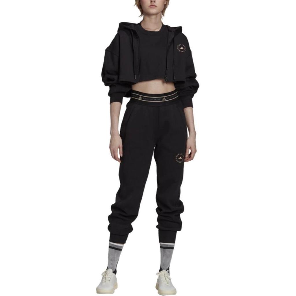 Adidas Logo Letter Print Drawstring Hooded Loose Jacket Women Jacket Black GU4346