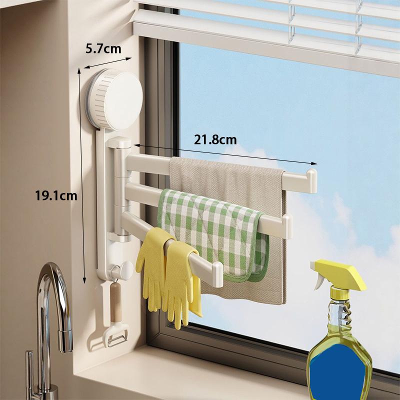 

Towel Rack No Drill Suction Cup 3 Bar Wall Mounted Towel Hanger Bathroom Kitchen Space Organizer Hanging Towel Rack one size білий