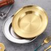 Round Kitchen Bar Tableware Cake And Fruit Snack Salad Plate Kitchen Accessories Stainless Steel Plate Camping Picnic Plate