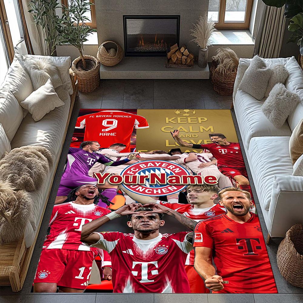 Bayern Munich Customize Your Name Area Rug Perfect for Game Room Study room Foyer Bedrooms Antislip Carpet Anime Office Decor Wedding Party Gift