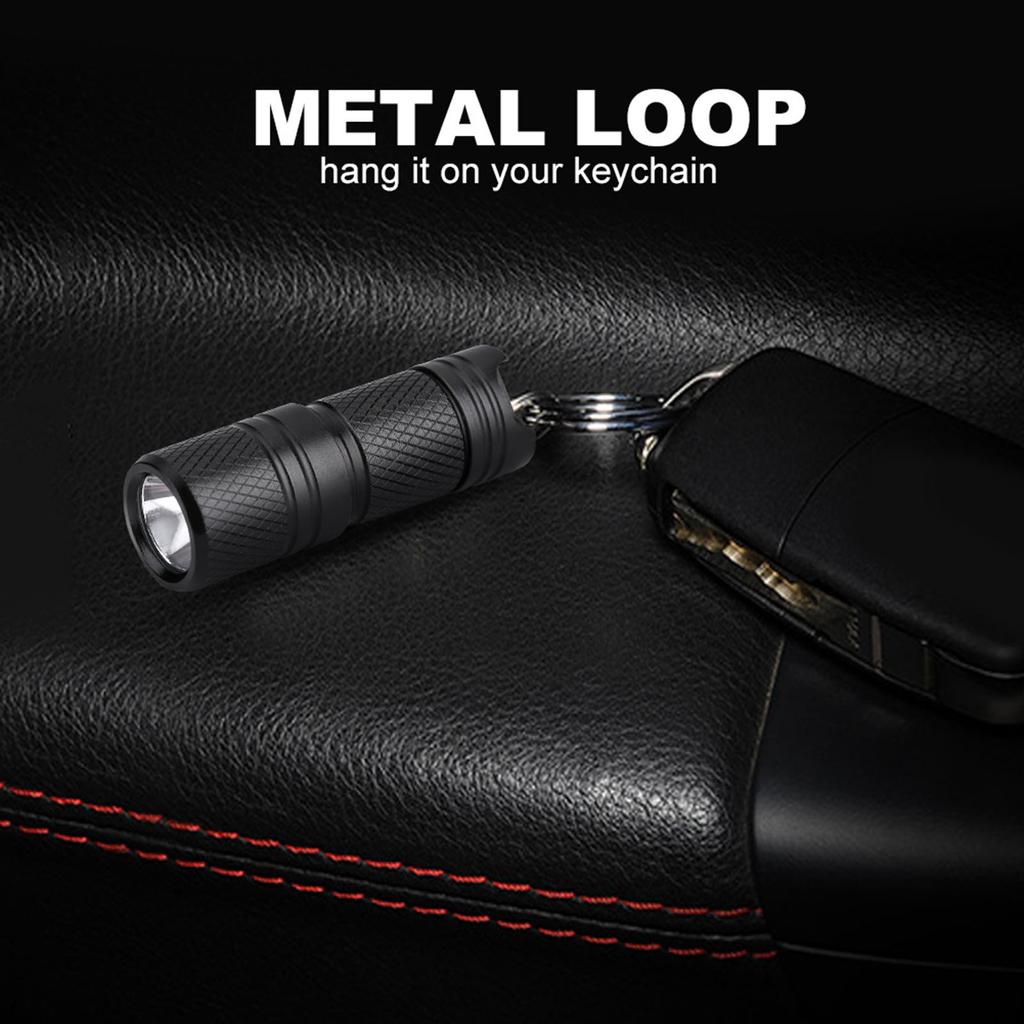 Mini Portable USB Rechargeable LED Flashlight Lamp Keychain Pocket Torch Light (Black)