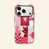 Pink Red Heart Cherry Checkered Collage Print Soft Silicone Phone Case Valentine Retro Shockproof Cover For iPhone 17 16 15 14 13 12 11 Pro Max