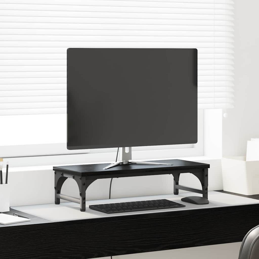 Monitor Stand Black Oak Effect 55 x 23 x 14 cm