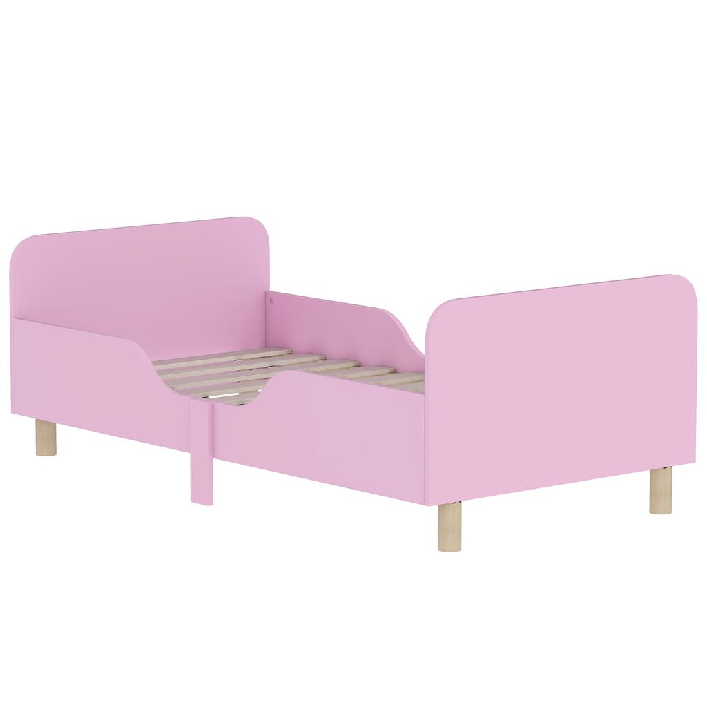 Struttura Letto per Bambini, Struttura Letto Singolo per Bambini, Sponda di Sicurezza, Letto Piccolo per Cameretta, MDF, senza Materasso, Rosa