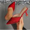 Summer New Pointed High Heels Women's Muller Shoes Transparent Water Diamond Sexy Fashion Thin Heel Women's Sandals