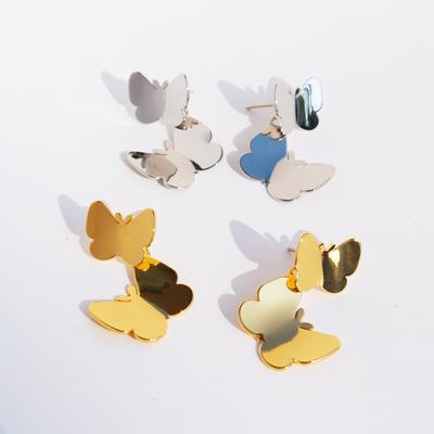 Double Disc Dance Fashion Ear Jewelry Nicho Fashion Espelho Tridimensional Brincos de Borboleta Femininos Brincos de Viagem Diária 163