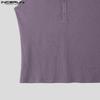 INCERUN Men Sleeveless Casual Tank Tops Solid Color Rib Fitted Undershirts