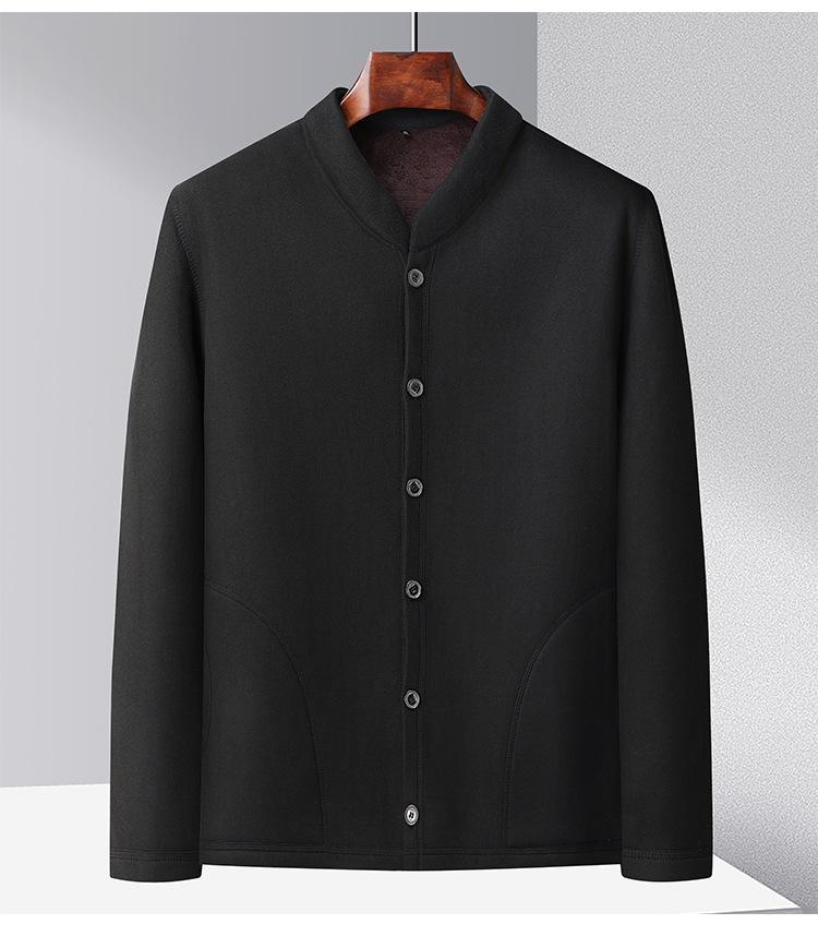 Men's Winter Plus Velvet Cardigan Jacket for Middle-Aged & Elderly - Warm Inner Cotton Layer for Dads