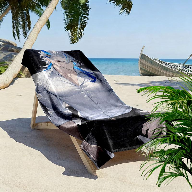 Genshin Print Beach Towel, Large Soft Quick Dry Towel for Beach Camping Swimming