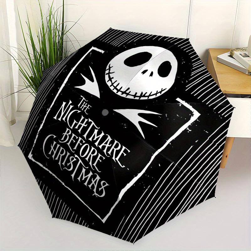 

Jack Skellington,Nightmare Before Christmas Themed Automatic Opening and Closing Folding Umbrella, Reinforced 8 Ribs, Compact Travel Design,