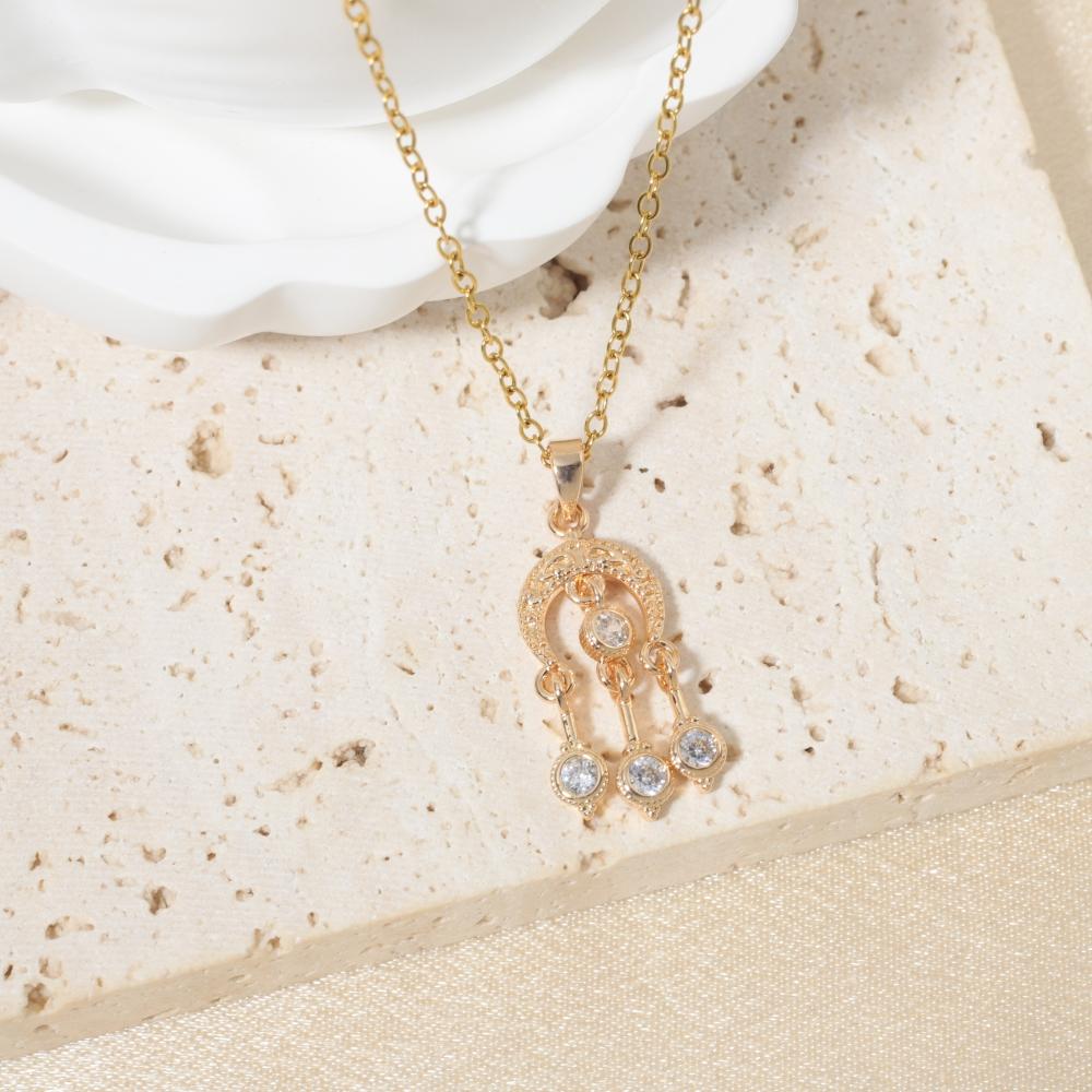 

Fashion Tassel Zirconia Pendant Necklaces for Women Wedding Party Jewelry Accessories золотий