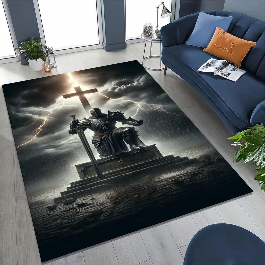Templar Blood Knight Honor Holy Crusader Cartoon Rug for Bedroom Living Room Sofa Home Doormat Decor,Kid Play Non-slip Floor Mat