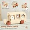 1PC Wooden Bus Toy Montessori Hand-pushed Car Baby Hand-eye Coordination Exercise Toys Parent-child Interactive Games Baby Gifts