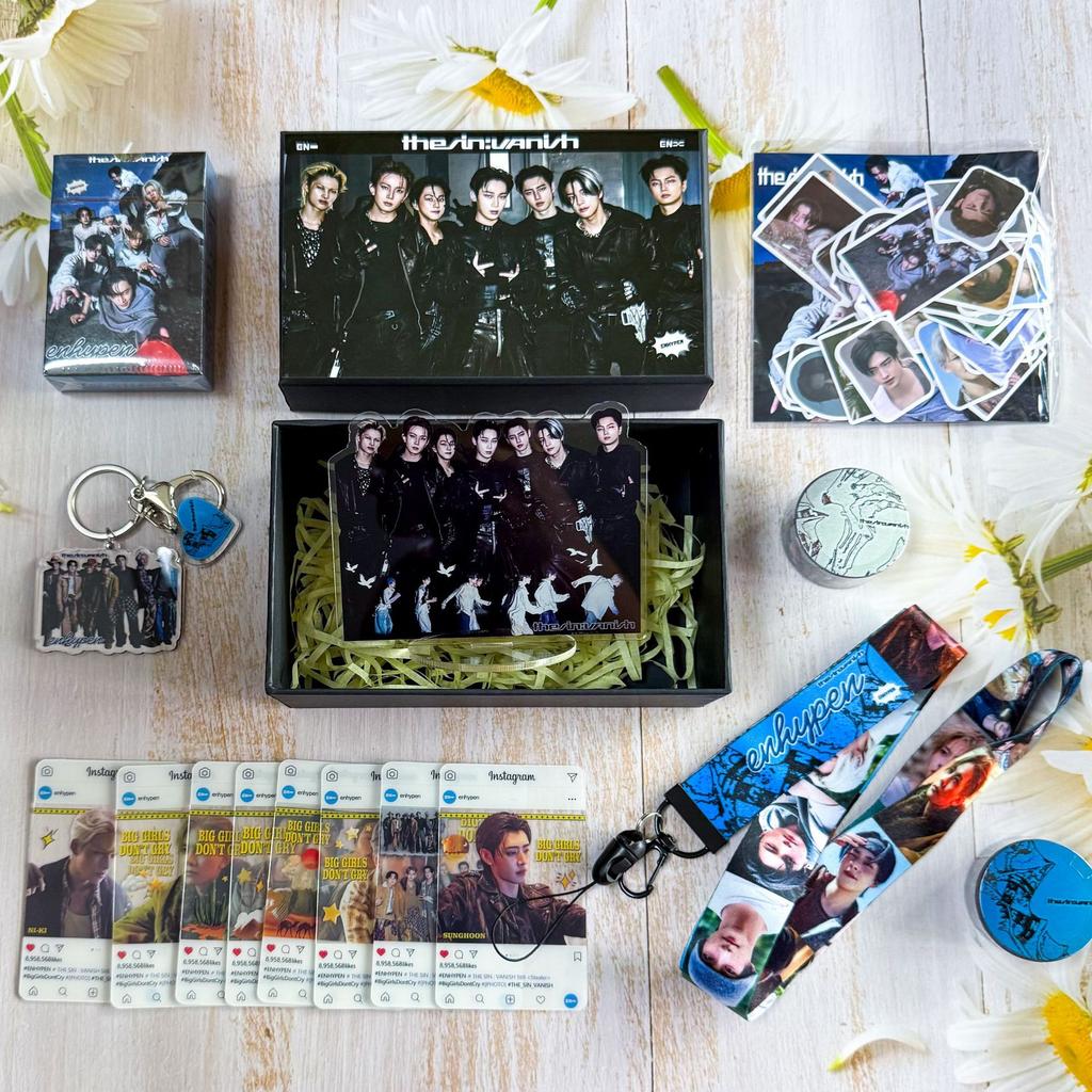 ENHYPEN "thesin:vanish" Album Merchandise Gift Set - 55Pcs Lomo Cards, Acrylic Standee, Keychain, Lanyard & Stickers Pack for ENGENE